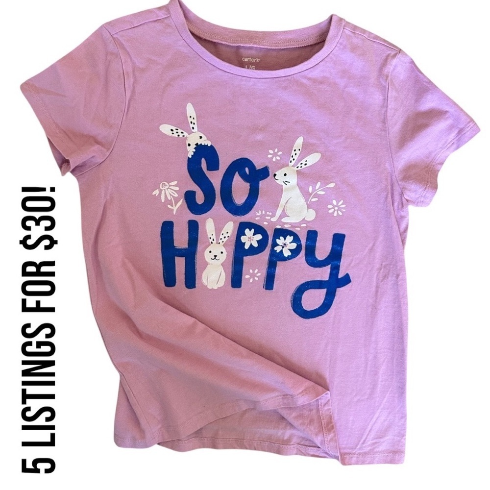 Carter’s Girls Easter So Hoppy Graphic T-Shirt Size Large
